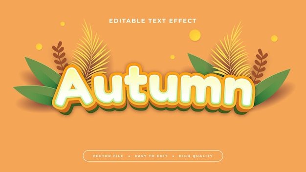 Vector orange green and brown autumn 3d editable text effect font style