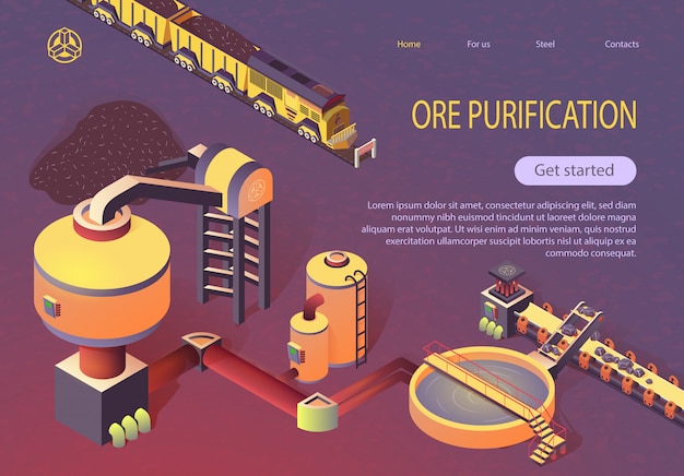 Vector ore purification at metallurgy foundry banner