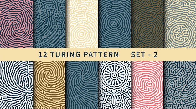 Vector organic circle line shapes abstract turing pattern set