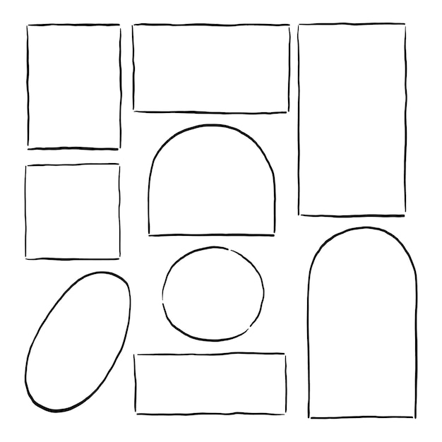 Vector organic hand drawn frame outline collection
