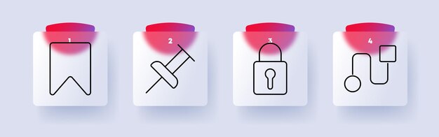 Vector organization set icon bookmark pin lock flowchart security access note diagram process favorite save password privacy connection ui plan