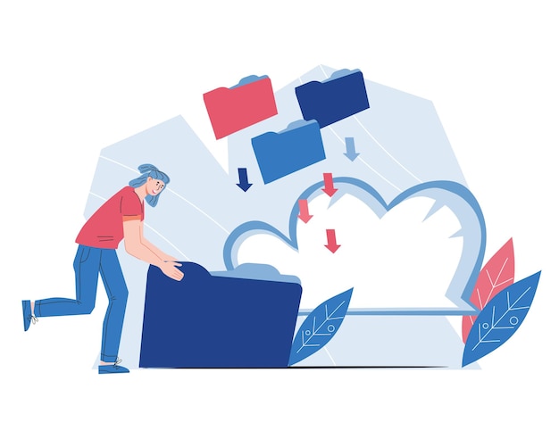 Vector organize and store business documents with cloud storage flat vector isolated