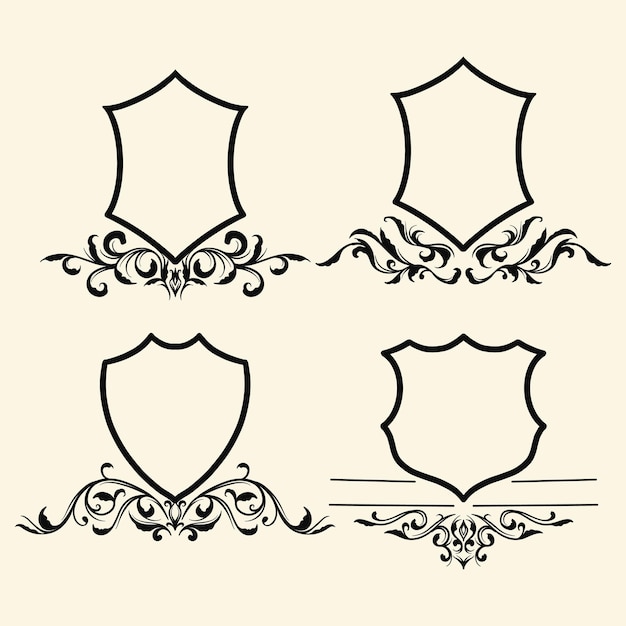 Vector ornament heraldic shields space illustration template