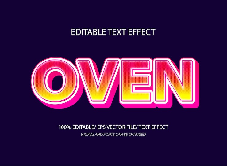Oven 3d editable text effect template