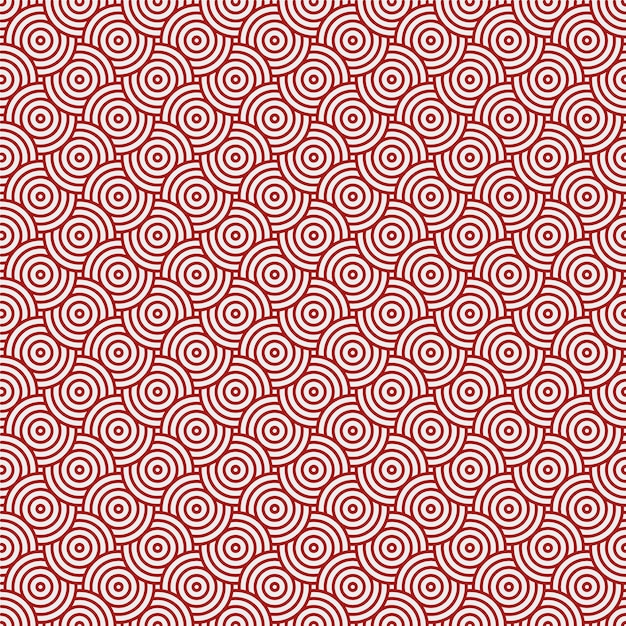 Vector overlapping red circle geometric pattern on white background