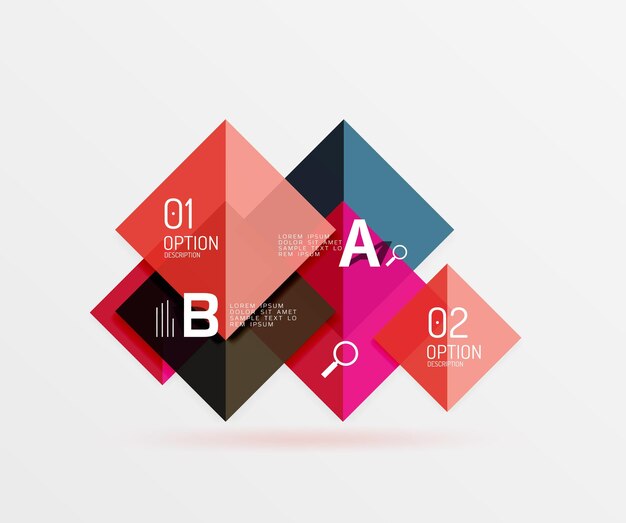 Vector overlapping square infographics vector template background for workflow layout diagram number options or web design