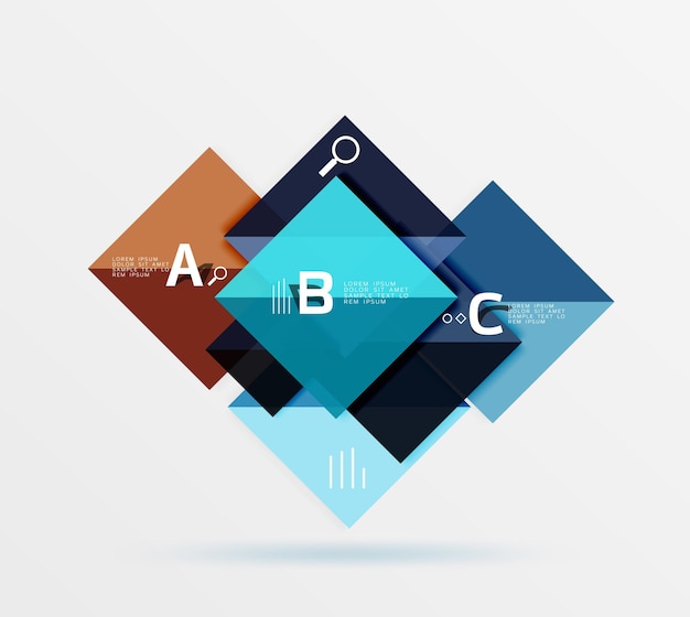 Vector overlapping square infographics vector template background for workflow layout diagram number options or web design