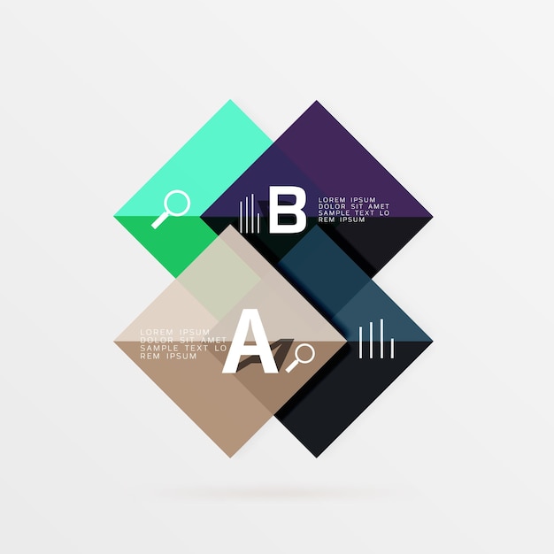 Vector overlapping square infographics vector template background for workflow layout diagram number options or web design