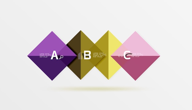 Vector overlapping square infographics vector template background for workflow layout diagram number options or web design