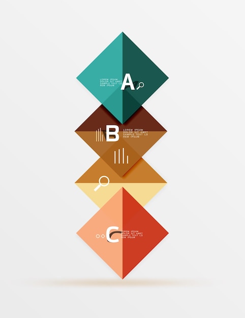 Vector overlapping square infographics vector template background for workflow layout diagram number options or web design