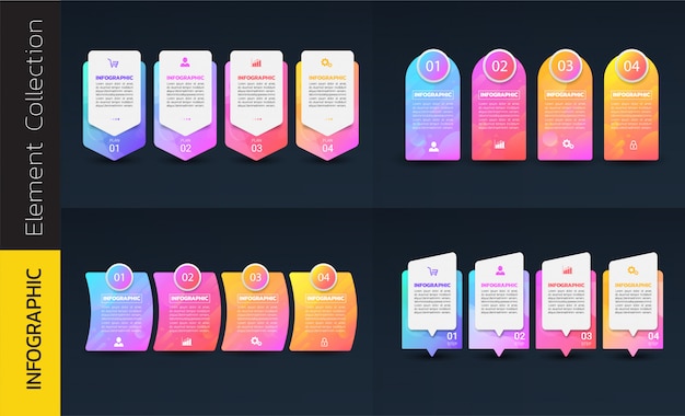 Vector pack of colorful infographics template design