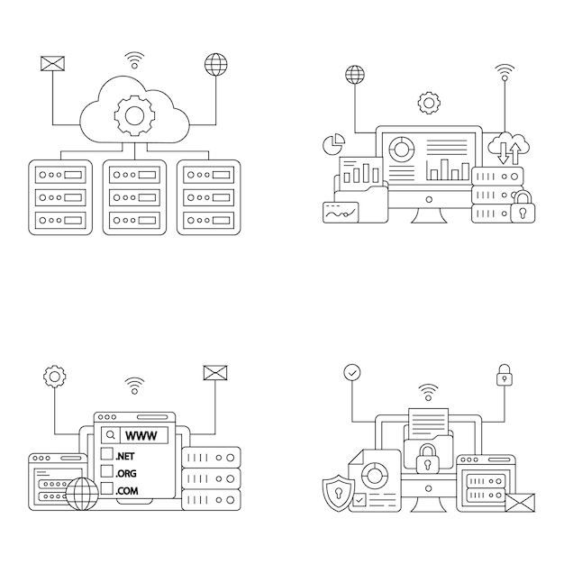 Vector pack of data hosting and data protection