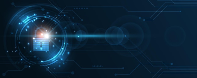 Vector padlock security cyber digital concept abstract technology background protect system innovation vector illustration