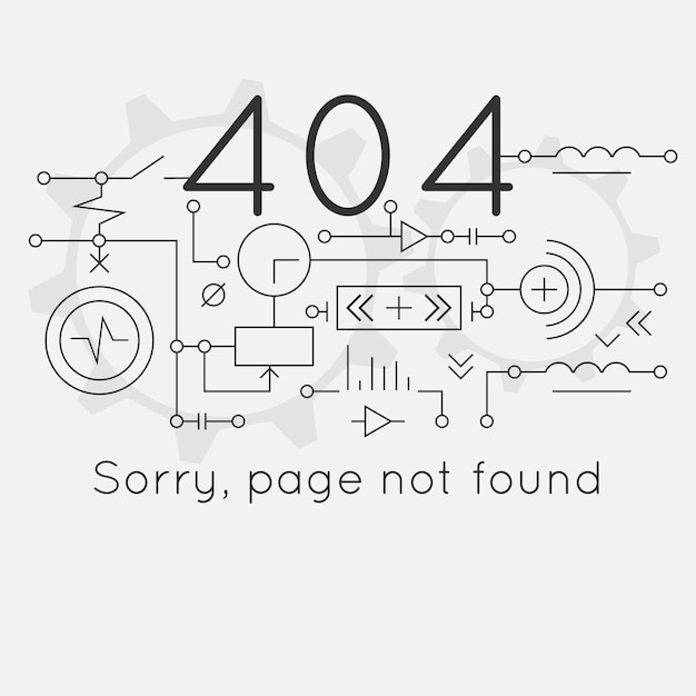 Vector page not found error 404 connection error abstract technological scheme vector illustration