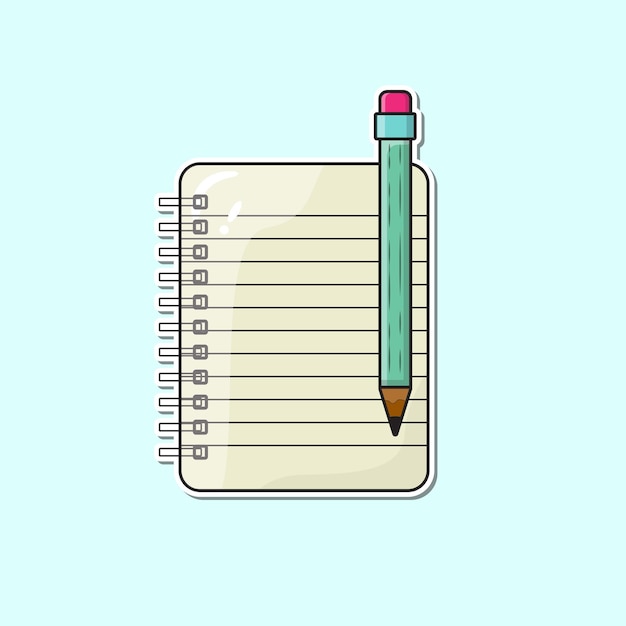 Vector page of a notebook with a pencil vector illustration