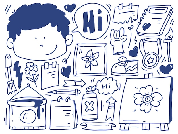 Vector painter doodle cartoon kawaii design
