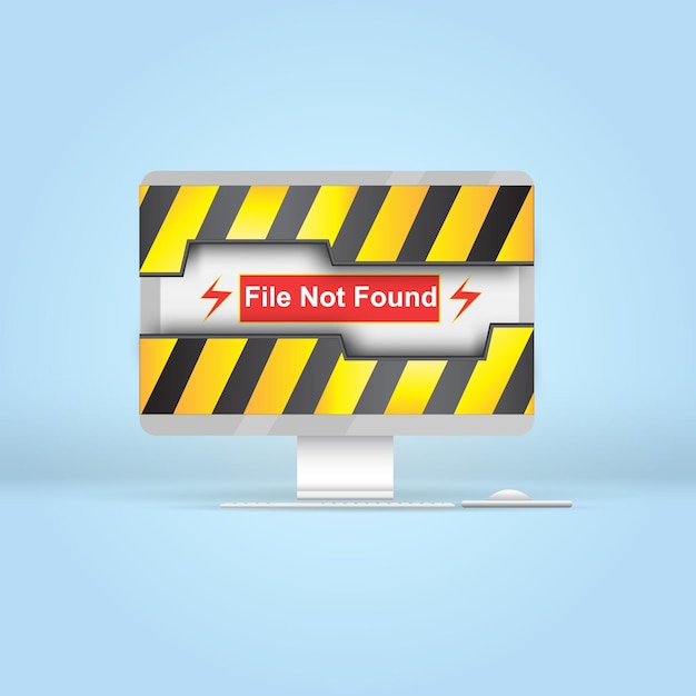 Vector paper art of caution file not found with computererrorconceptideatechnologyvector