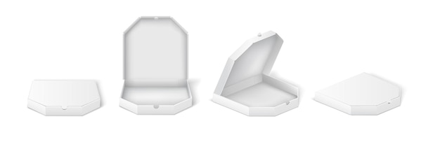 Vector paper pizza boxes with copy space vector illustration set