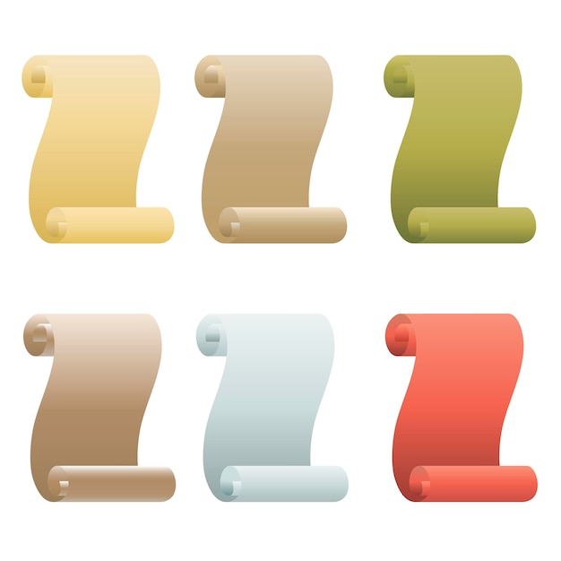 Vector paper scroll icon vector set isolated on white