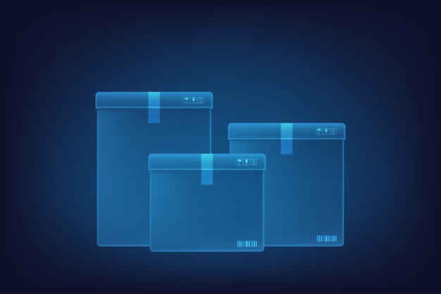 Vector parcel box transparency on blue background vector illustration