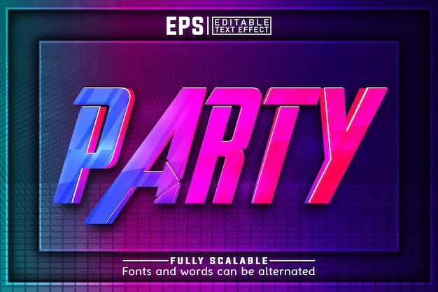 Vector party 3d editable text effect