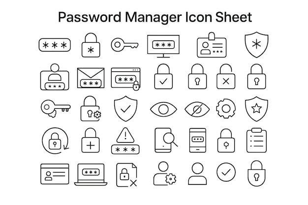 password manager icon sheet for security and authentication