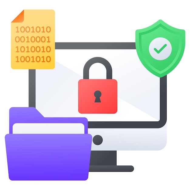 Vector password protected directory concept binary file encryption vector color icon design web hosting