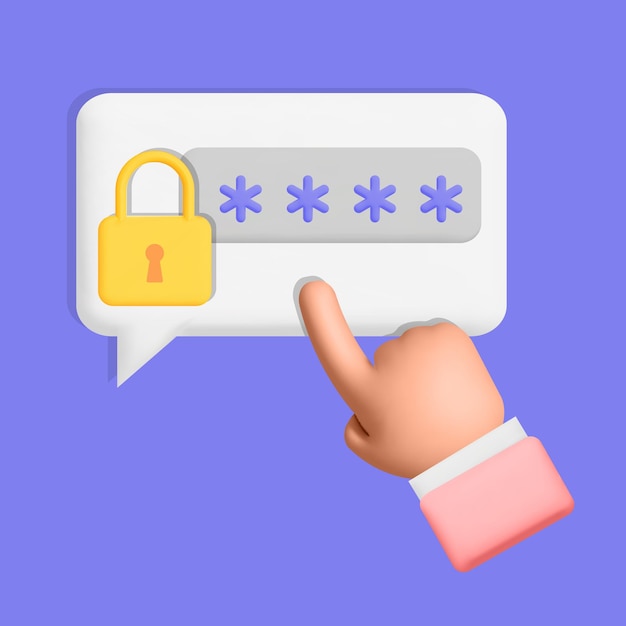 Vector password security logic access notification window bubble 3d vector design