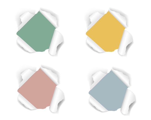 Vector pastel hole torn paper isolated