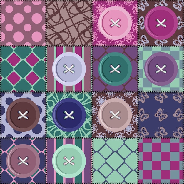 Vector patchwork background with different patterns
