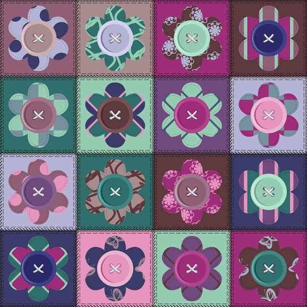 Vector patchwork background with different patterns