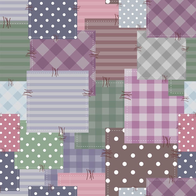 Vector patchwork background with different patterns