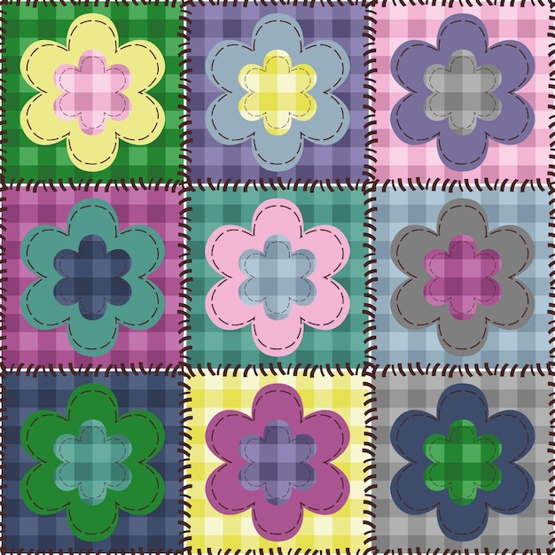 Vector patchwork background with different patterns