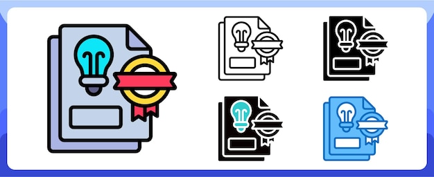 Vector patent certificate with light bulb and award icon