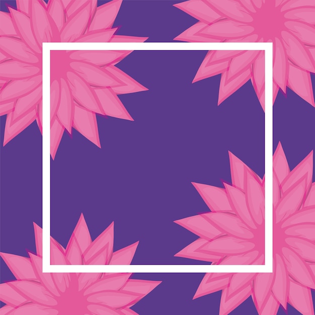 Vector pattern of flowers and square frame
