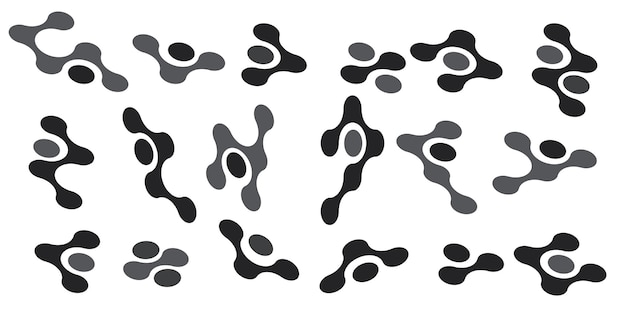 Vector pattern with circle connect shape metaball dots icon integration technology symbols abstract point movement transition connected round blobs vector texture illustration isolated white background