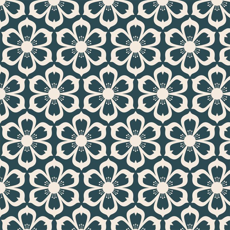 Pattern with floral elements on a dark background