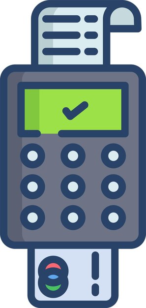 Vector payment terminalsolid linear color vector illustration