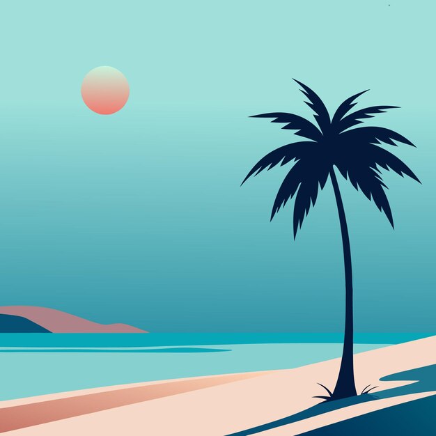 Vector peaceful beach scene with smooth gradient hues