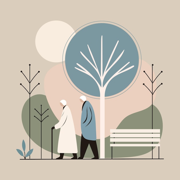 Vector peaceful stroll