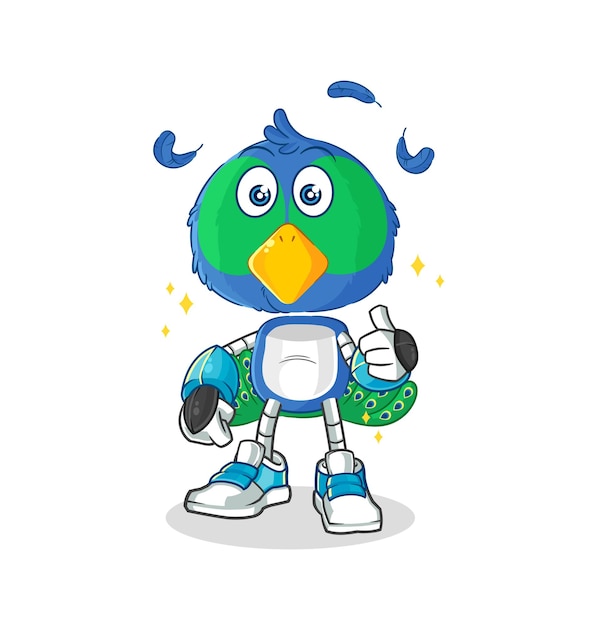 Vector peacock robot character cartoon mascot vector