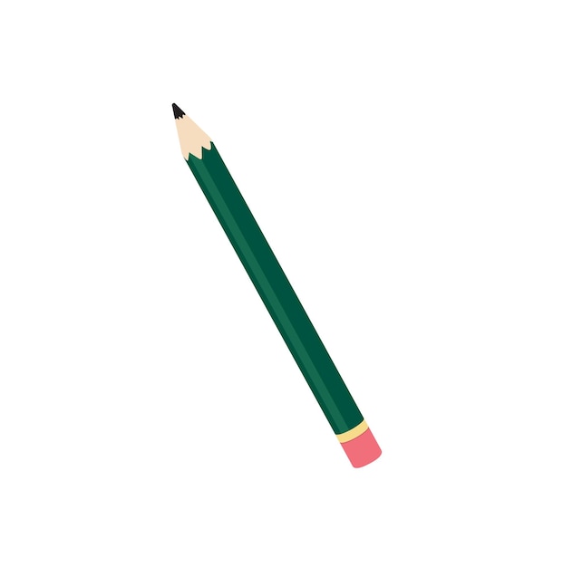 Vector pencil with eraser on top flat illustration vector isolated on white background back to school