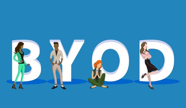 Vector people on byod for web mobile app presentations