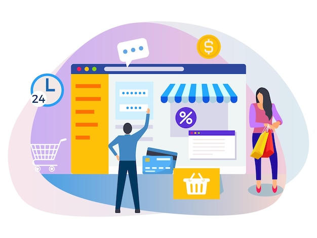 people doing online shopping