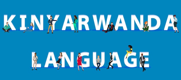 Vector people on kinyarwanda language for web mobile app