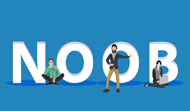 Vector people on noob for web mobile app presentations