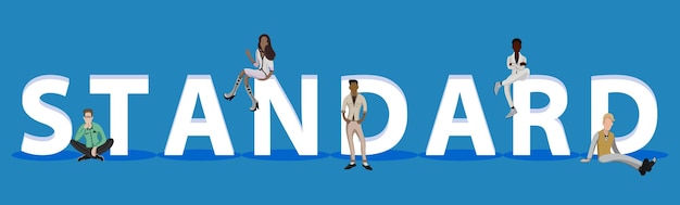 Vector people on standard for web mobile app presentations