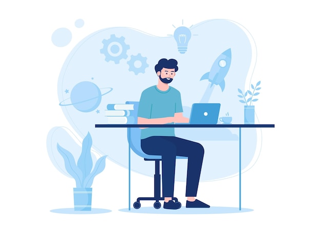 Vector people start a business project trending concept flat illustration