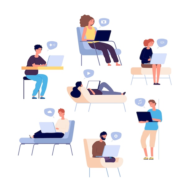 Vector people surfing internet