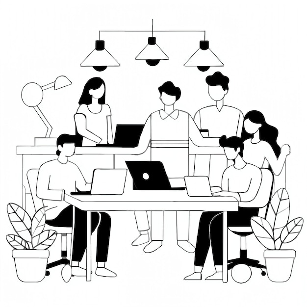 Vector people working at the office